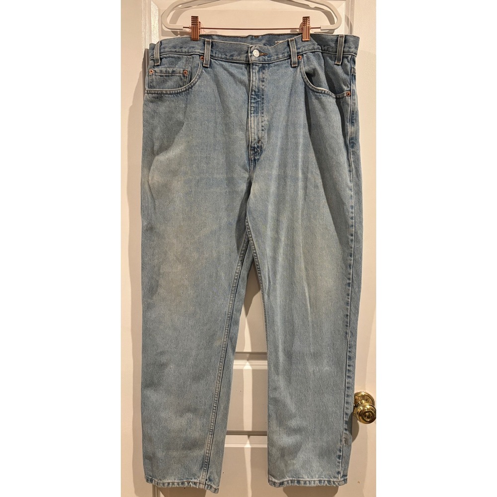 Levis 505 Regular Fit Straight Leg Jeans Light Wash Denim 40x30 Mens Y2K